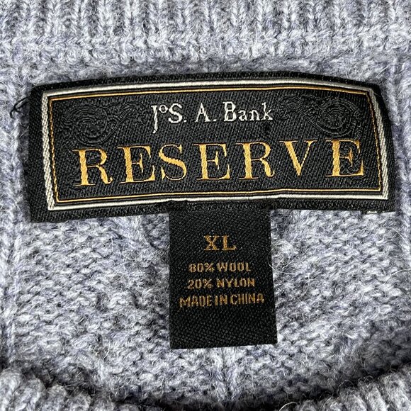Jos. A Bank Reserve Mens 80% Wool Cable Knit Grey Sweater Sz XL - Picture 3 of 4